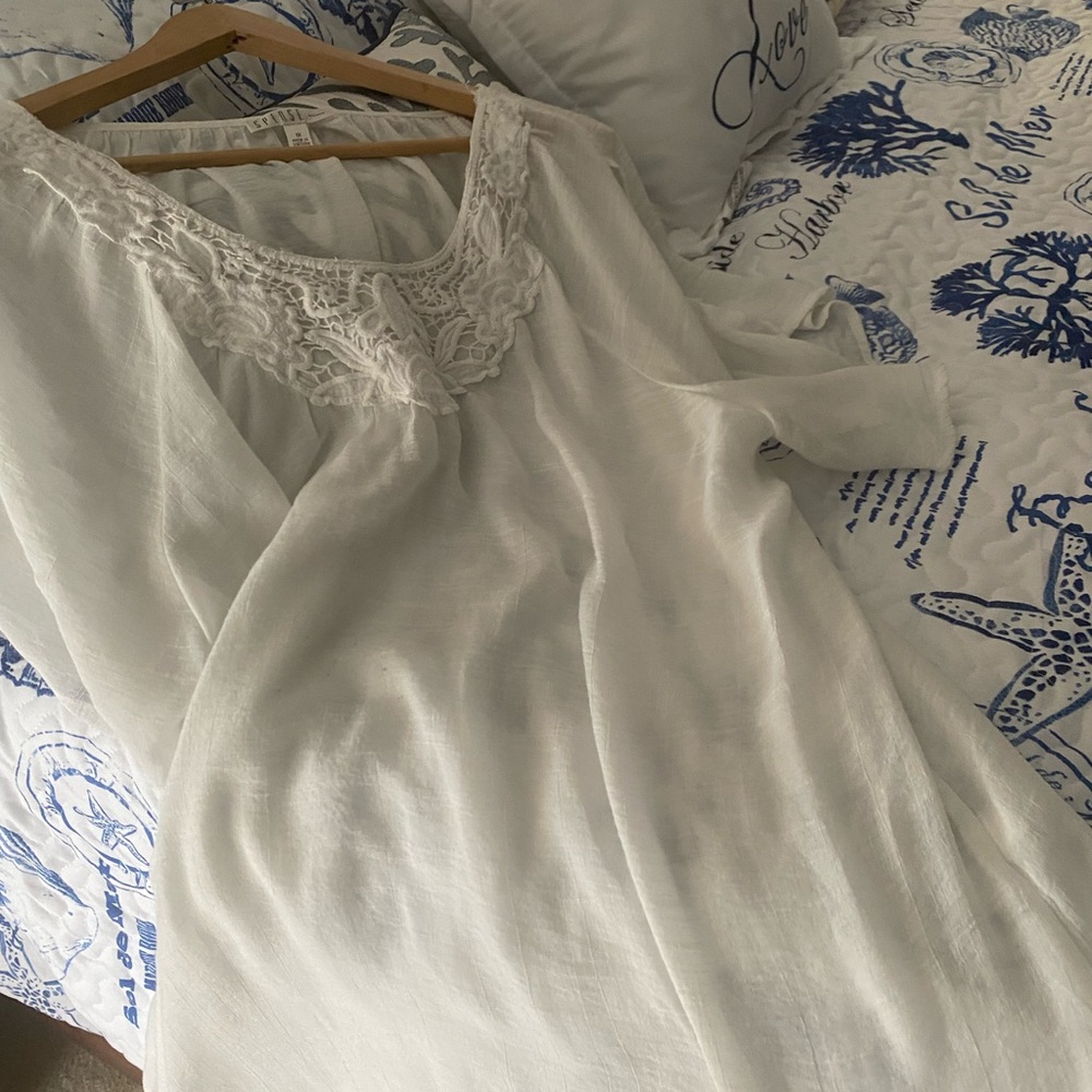 Spense White Lace Detail Women's Robe - Picture 3 of 14